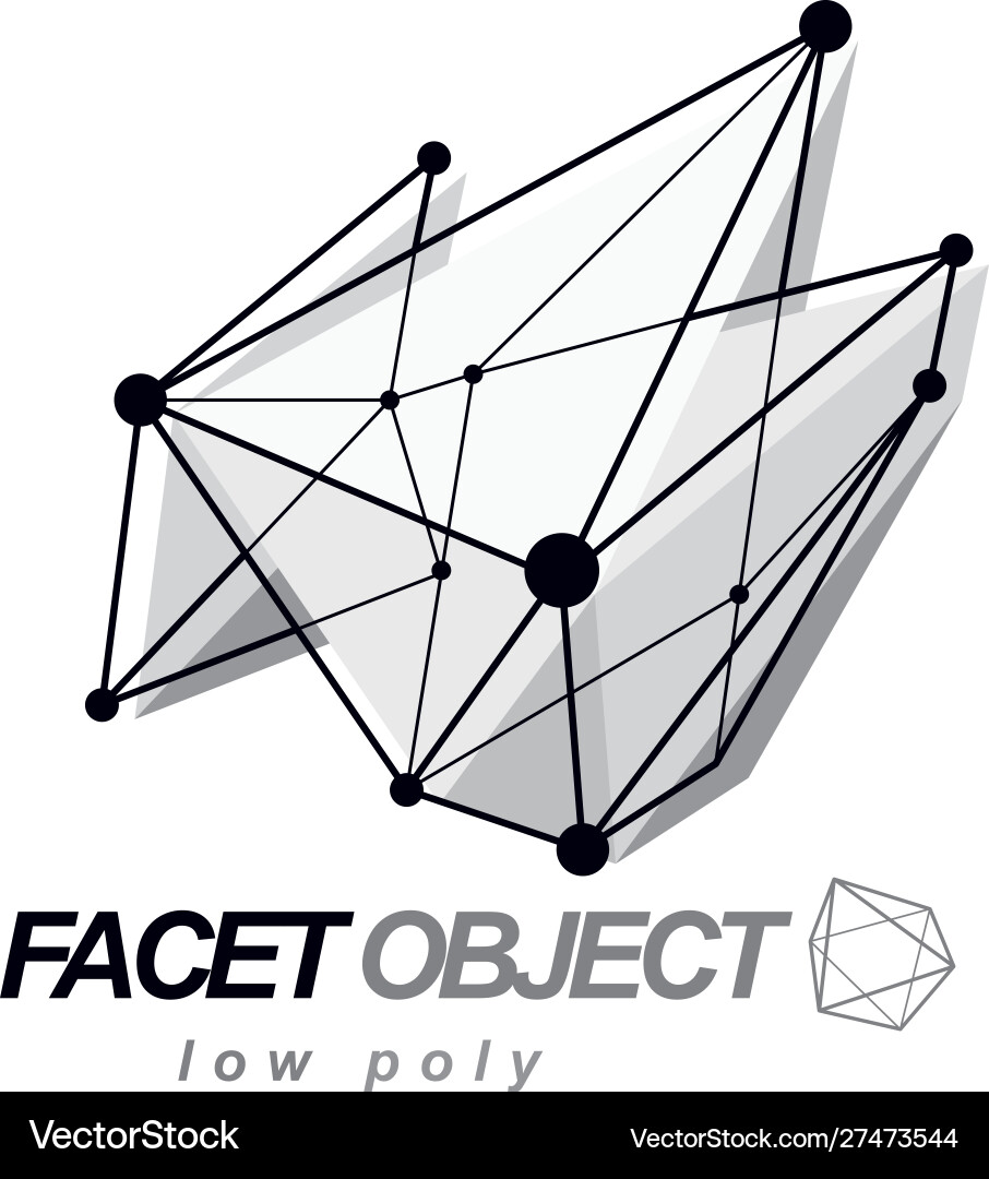 Abstract 3d polygonal wireframe object geometric Abstract 3d polygonal wireframe object geometric vector image