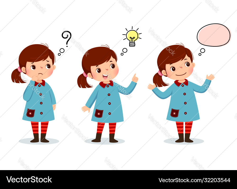 Cartoon kid thinking Royalty Free Vector Image