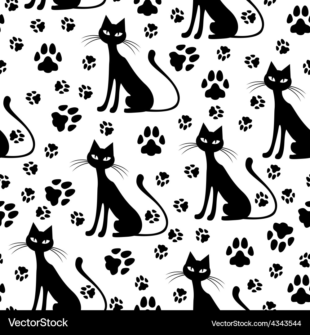 Cat Paw Print Pattern Vector Image
