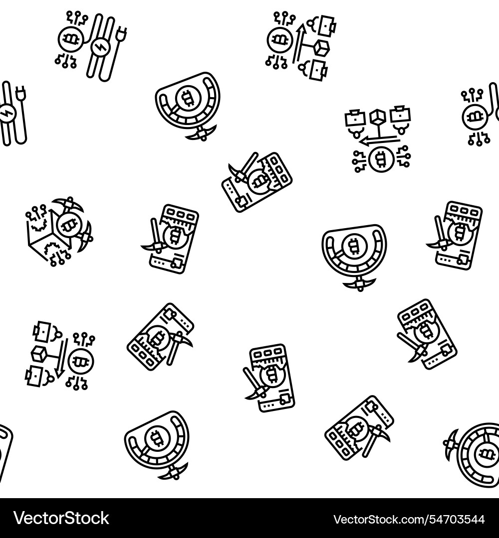 Cryptocurrency mining blockchain seamless pattern Vector Image