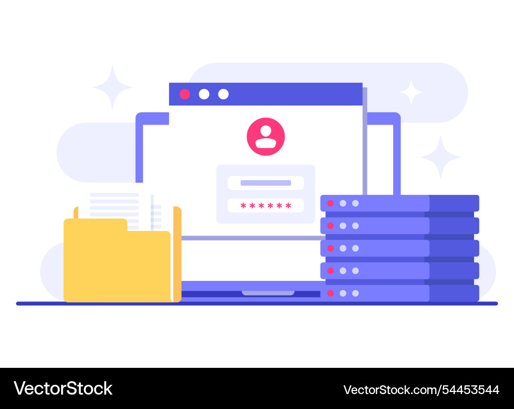 Database protection cyber security data center Database protection cyber security data center vector image