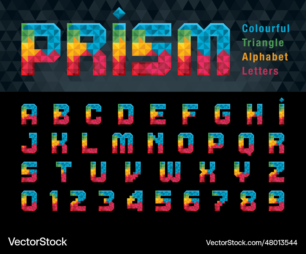 Geometric alphabet letters and numbers abstract Vector Image