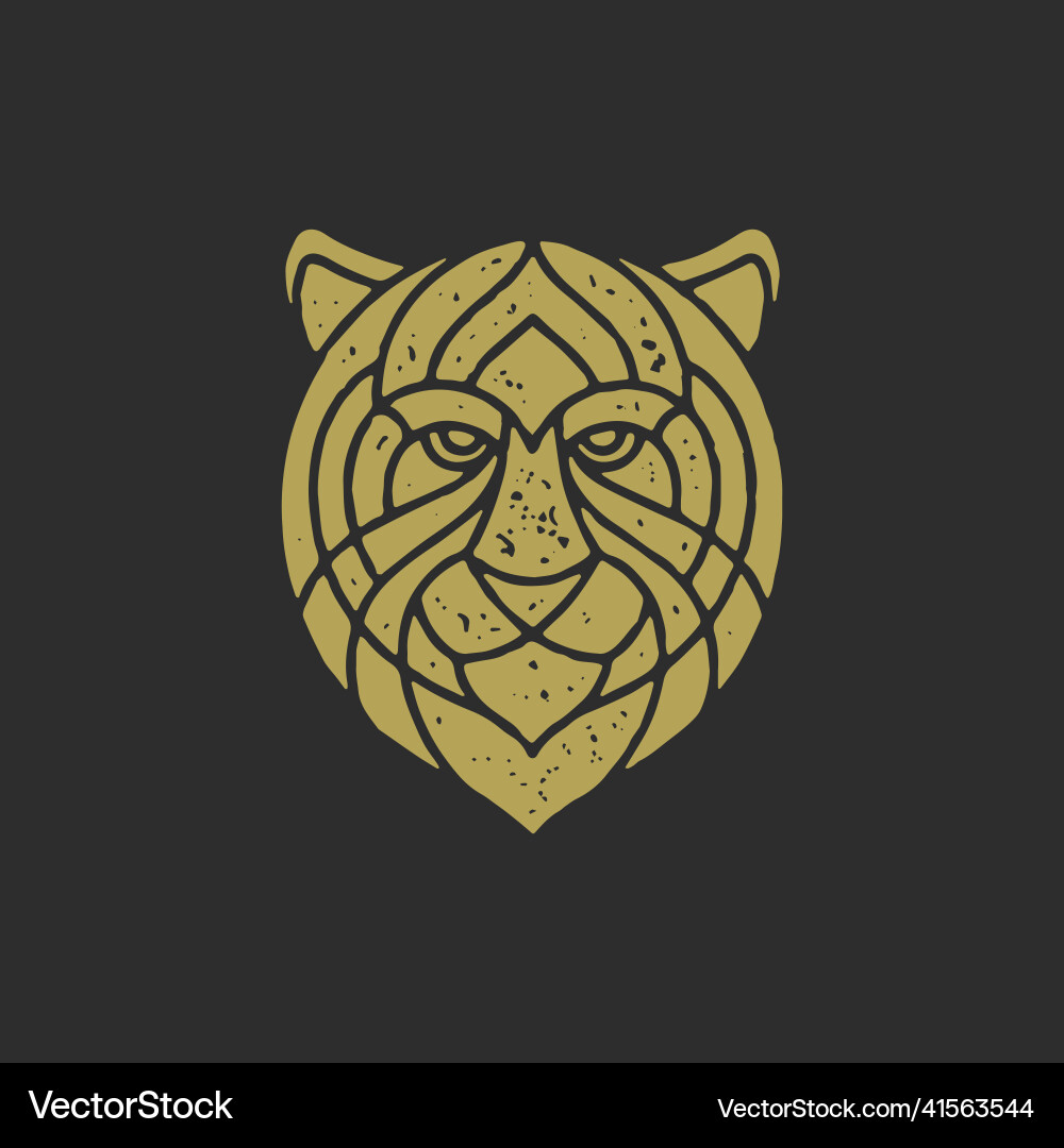 Golden severe tiger muzzle outline icon grunge Golden severe tiger muzzle outline icon grunge vector image