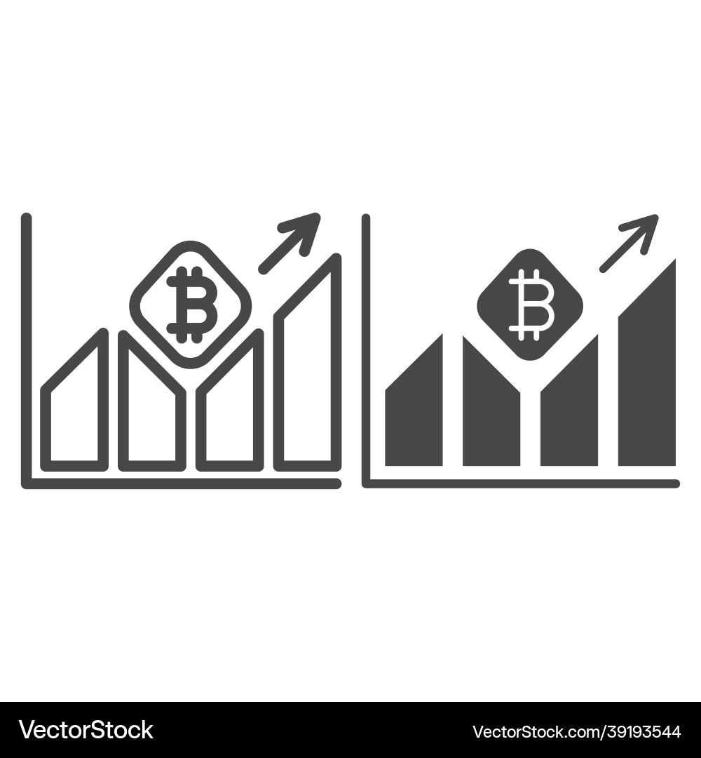 Graph of bitcoin value growth line and solid icon Vector Image
