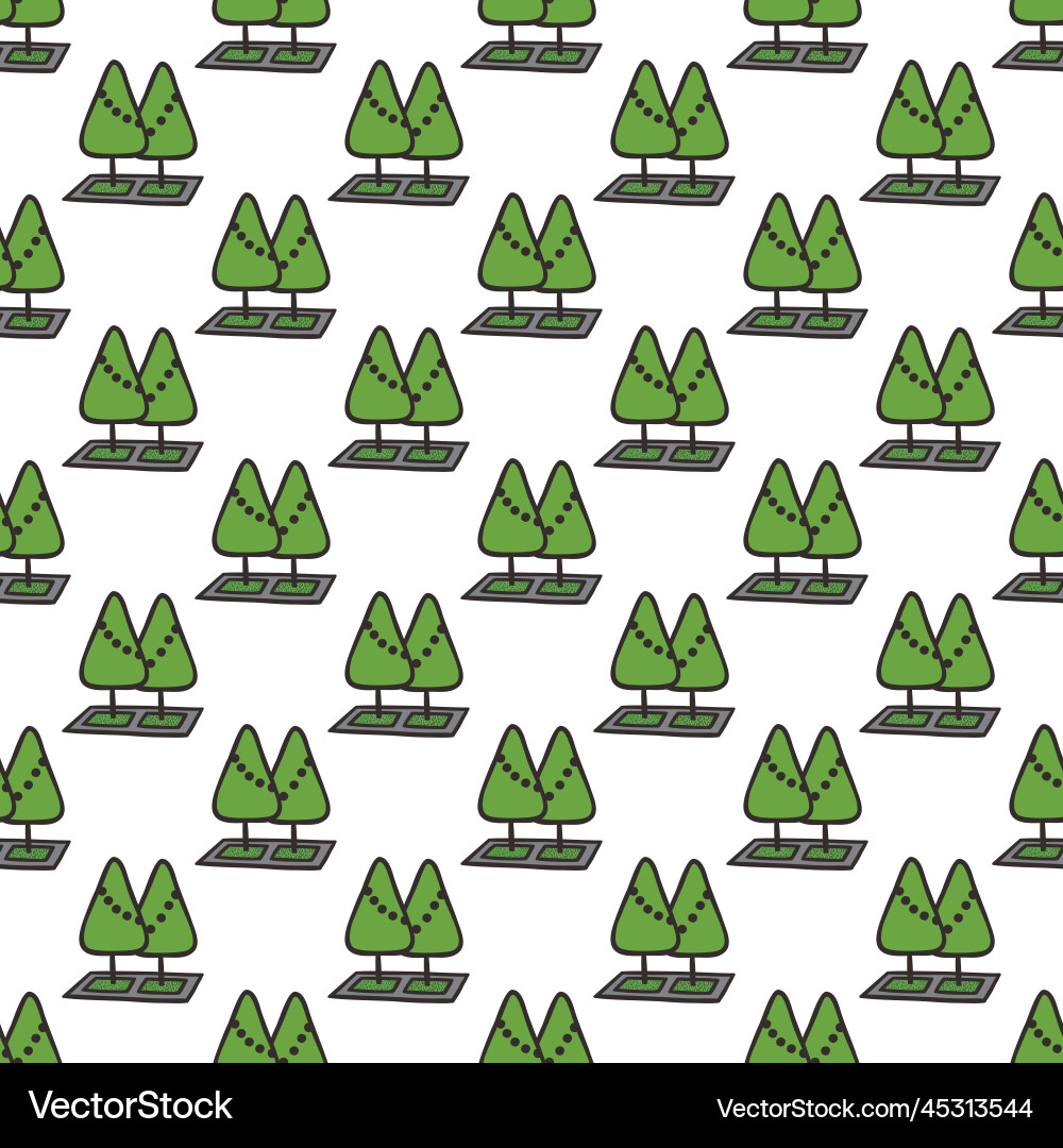 Graphic seamless pattern with trees Vector Image