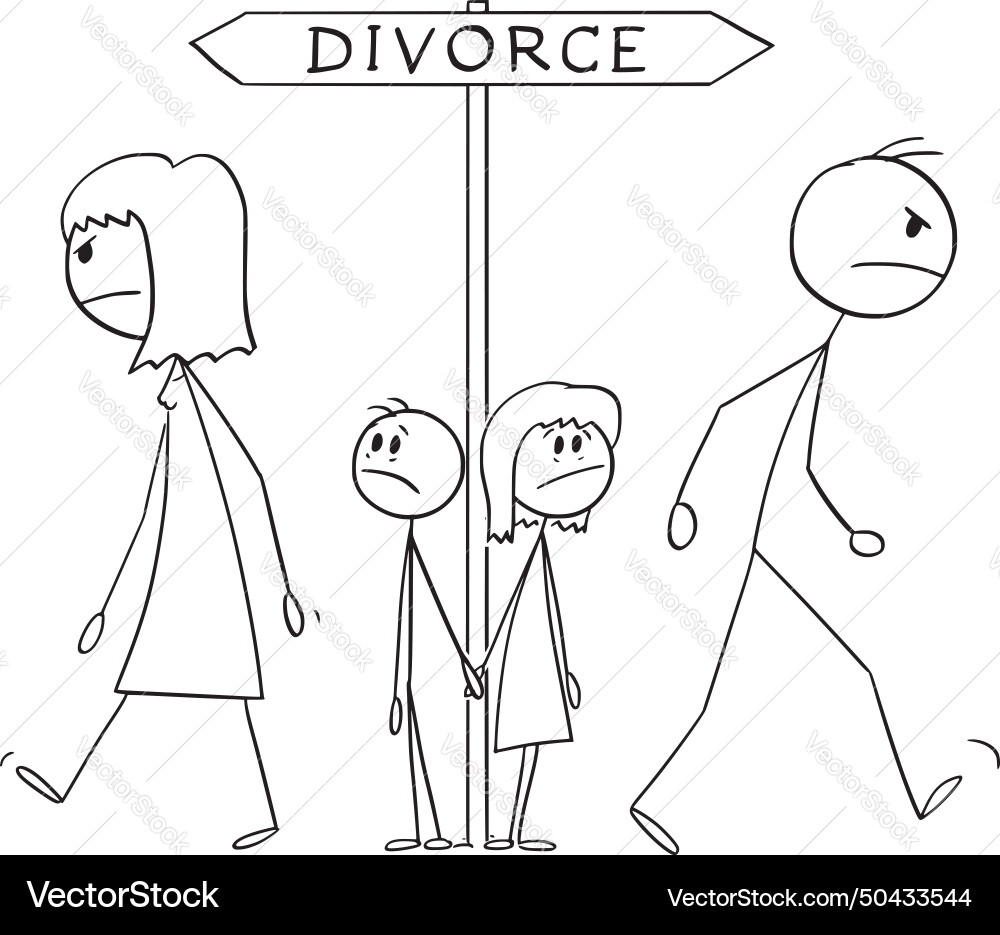 Husband and wife in divorce children watching Husband and wife in divorce children watching vector image