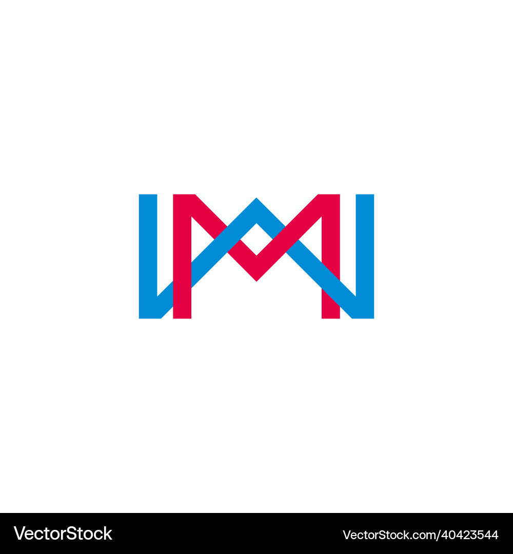 Letter wm simple linked line colorful logo vector image