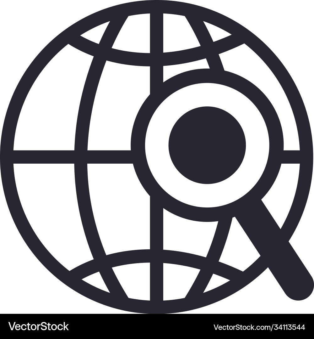 Lupe in front global sphere line style icon Lupe in front global sphere line style icon vector image