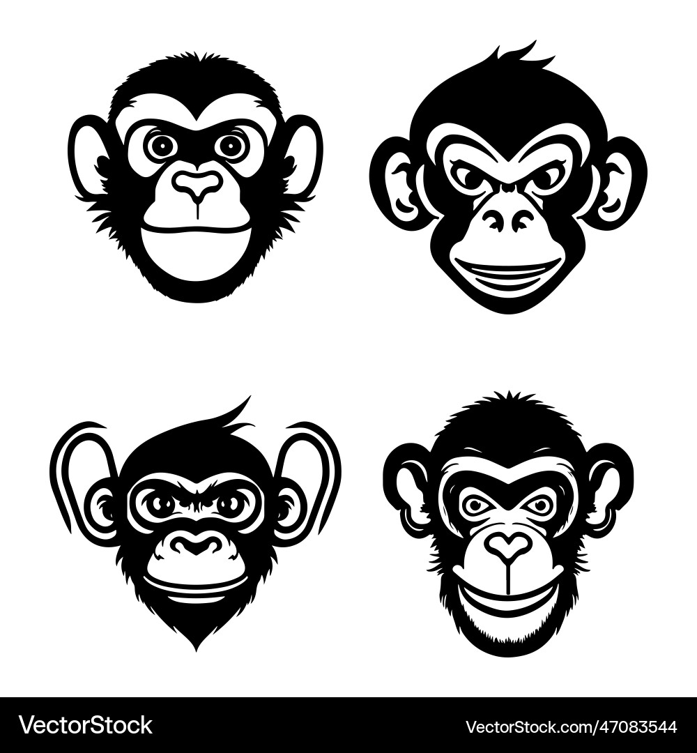 Monkey face with angry and funny expression vector image