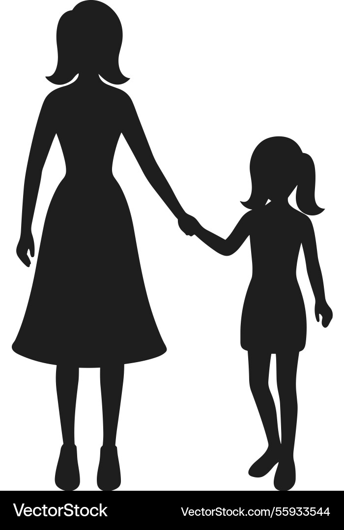 Mutter und Tochter halten die Hände herzhaft Mutter und Tochter halten die Hände herzhaft vektorbild