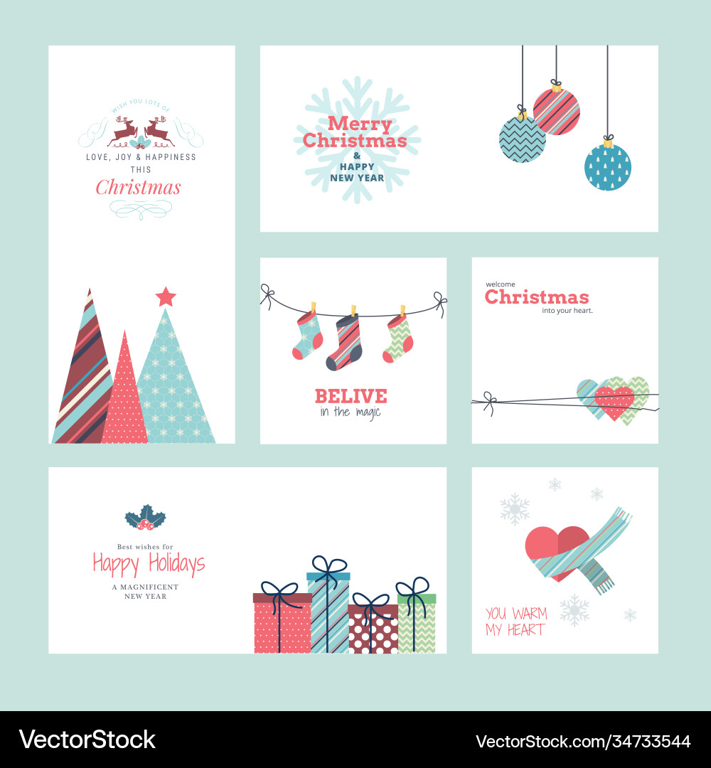 Set christmas and new year 2021 greeting cards Set christmas and new year 2021 greeting cards vector image