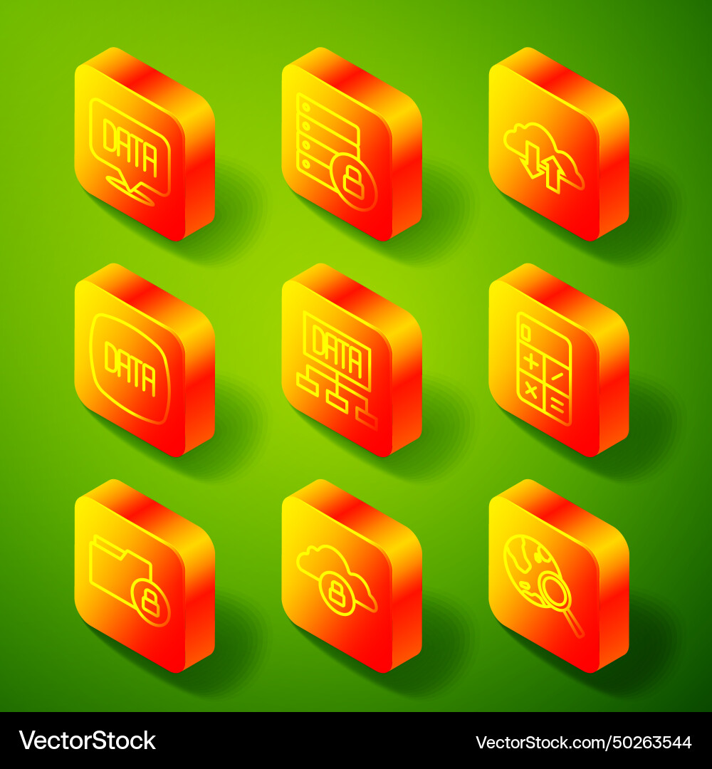 Set line data analysis server security Set line data analysis server security vector image