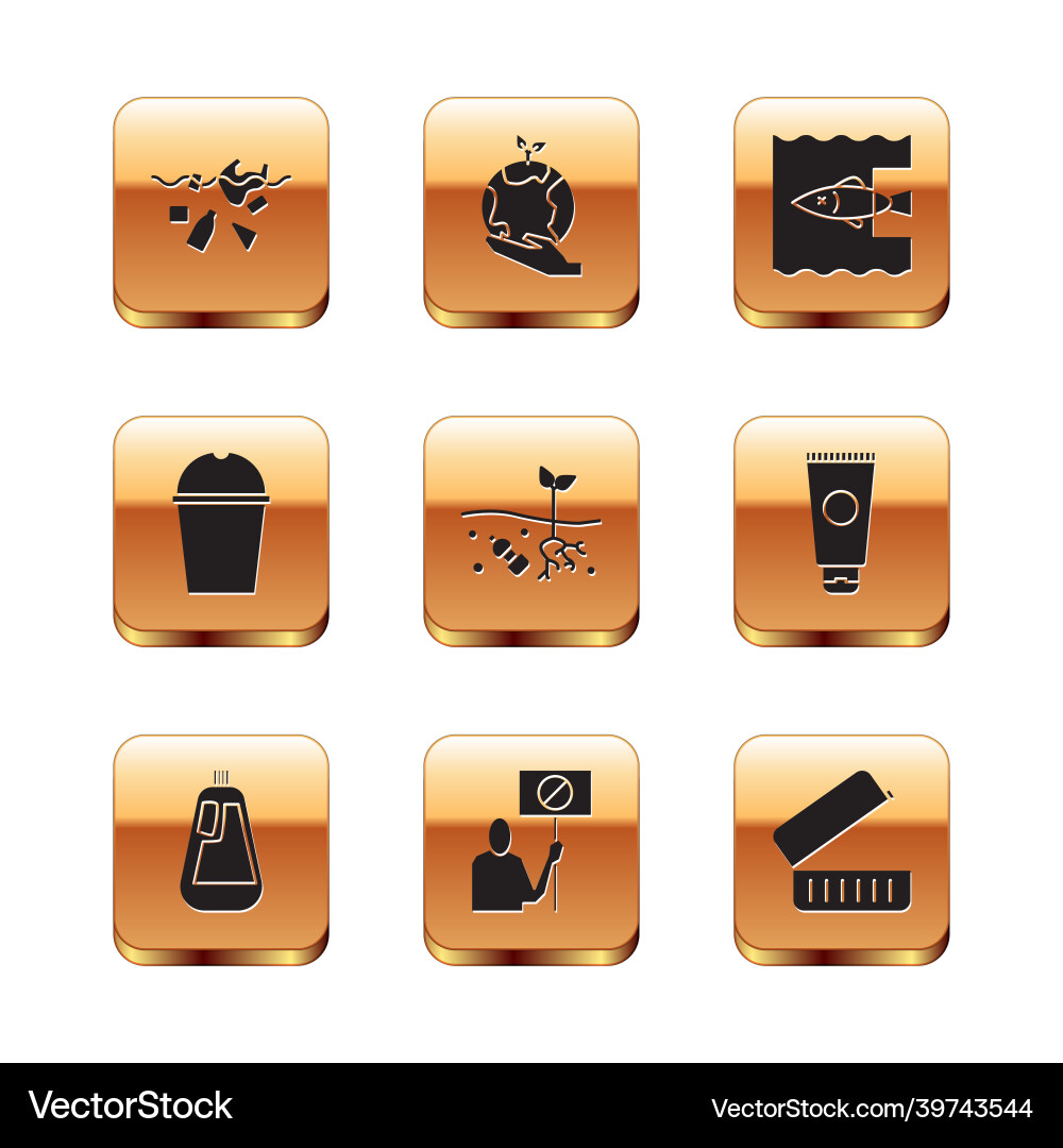 Set problem of pollution planet bottle Set problem of pollution planet bottle vector image