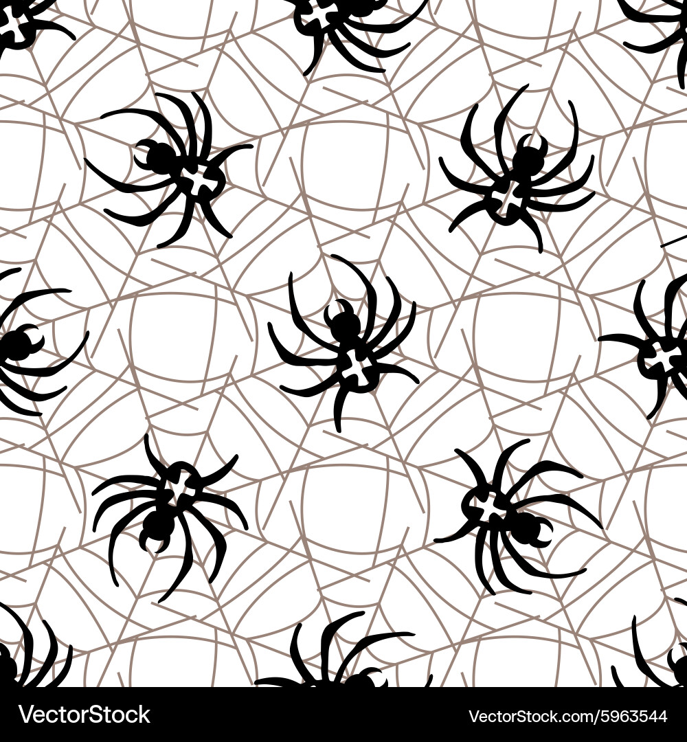 Spiders on webs seamless pattern Vector Image