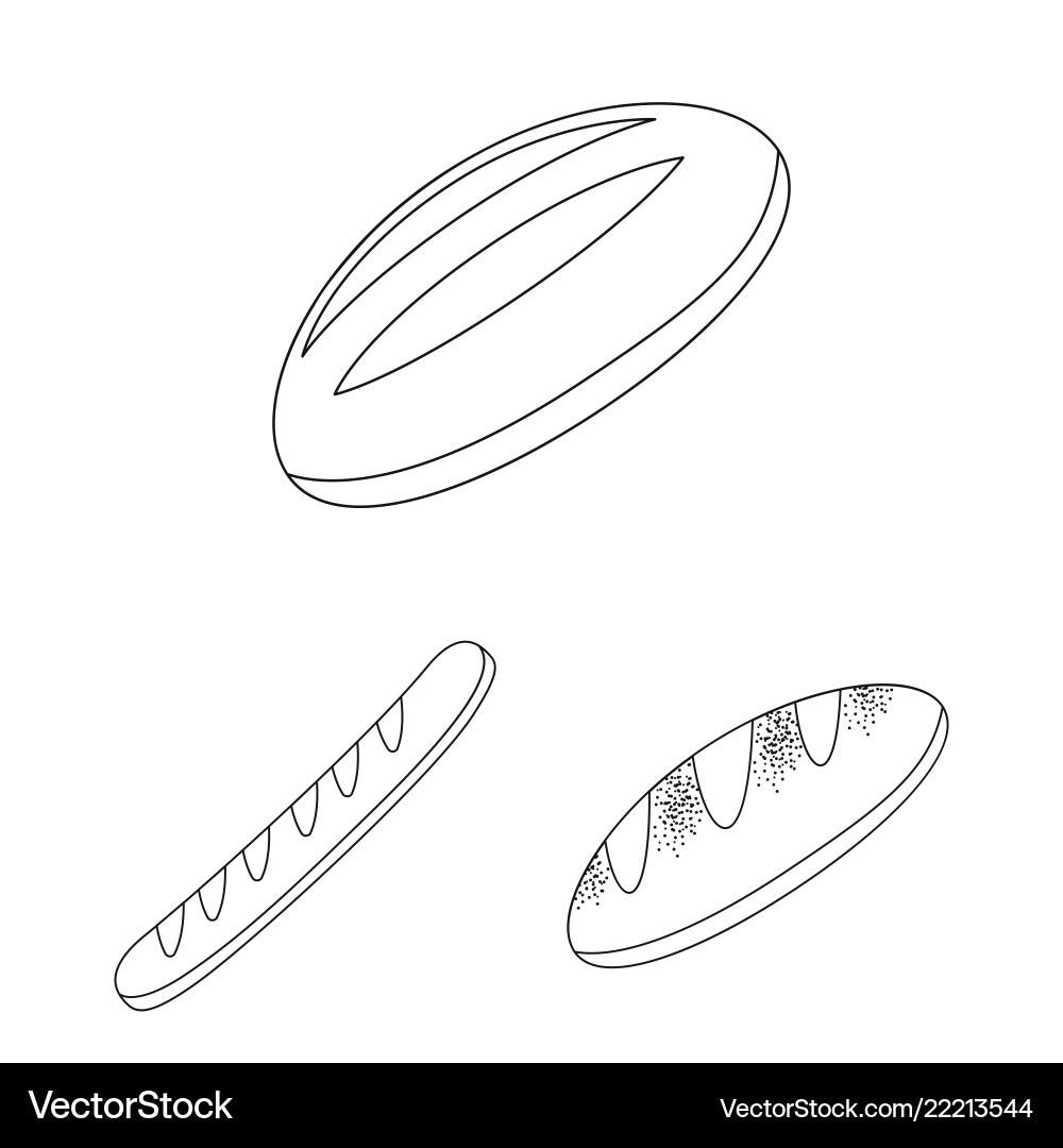 Types bread outline icons in set collection Vector Image