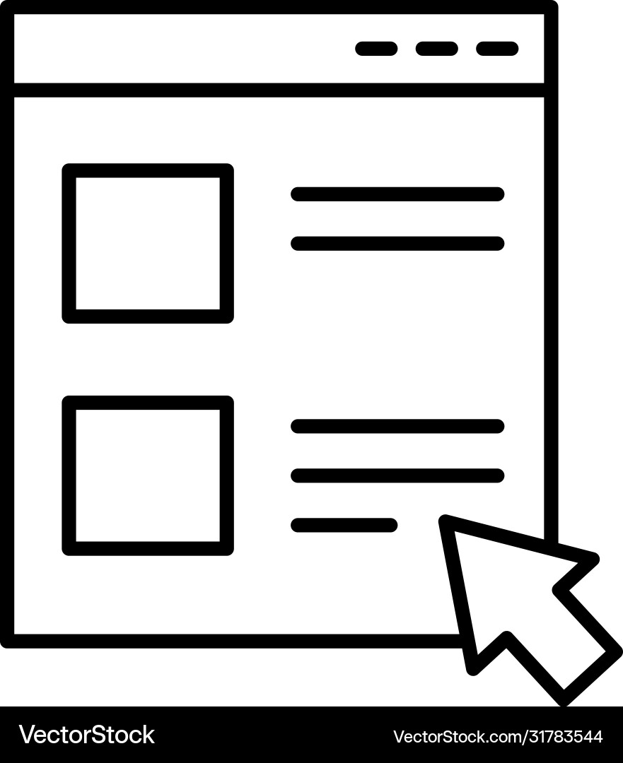 Web-Seite mit Cursor Pfeil-Symbol Linie Stil Web-Seite mit Cursor Pfeil-Symbol Linie Stil vektorbild