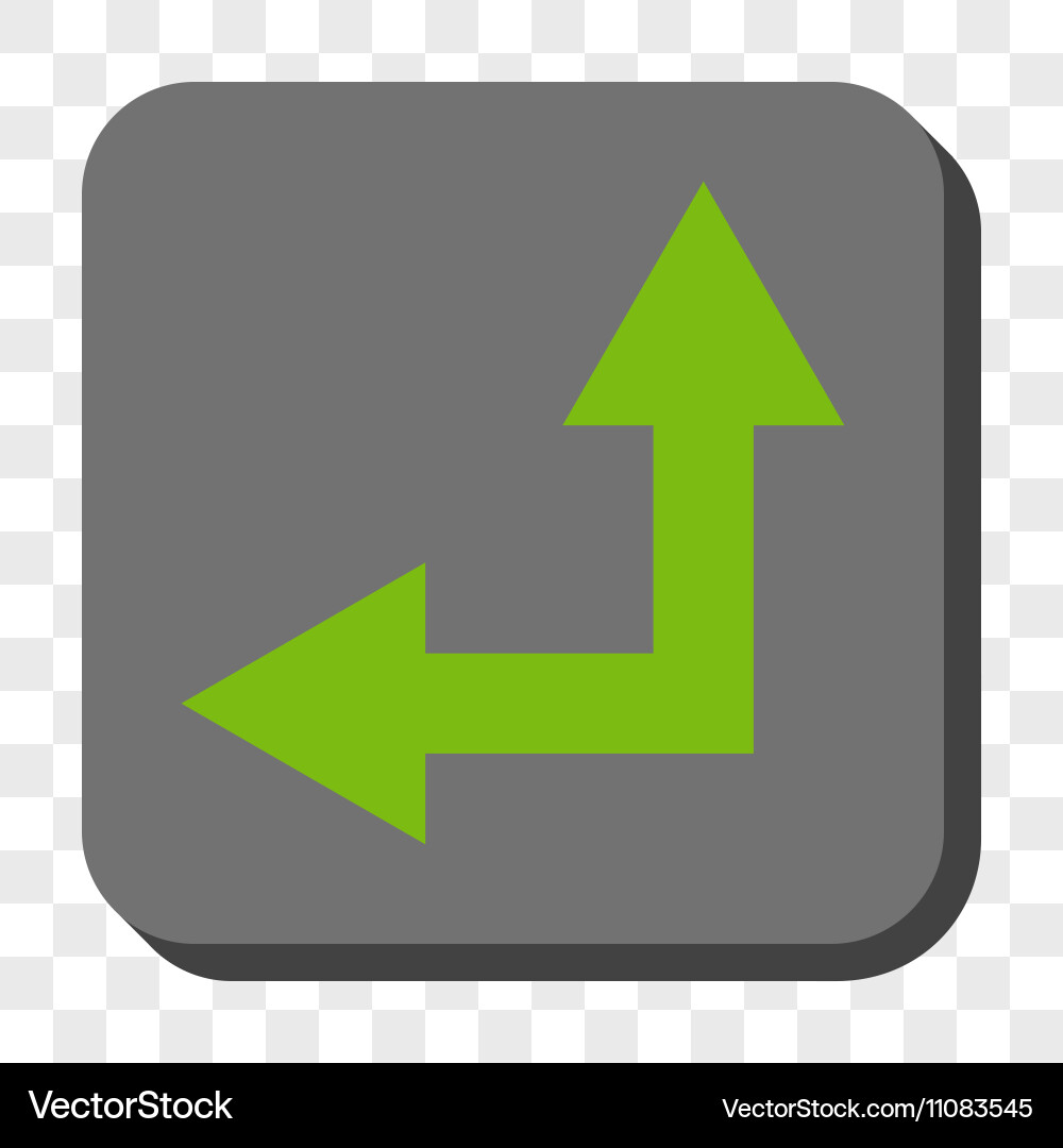 Bifurcation arrow left up rounded square button vector image