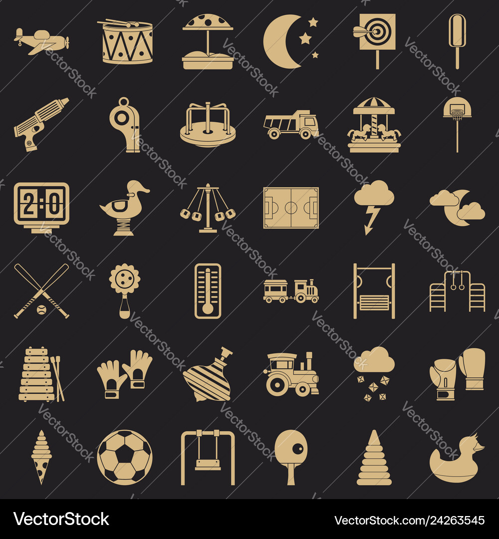Big playground icons set simple style Big playground icons set simple style vector image