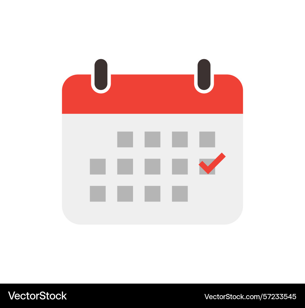Calendar with red check mark on date highlight Calendar with red check mark on date highlight vector image