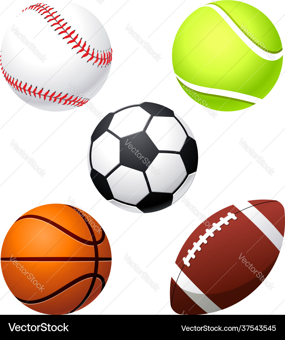 Cartoon Sports Balls Collection Vector Image
