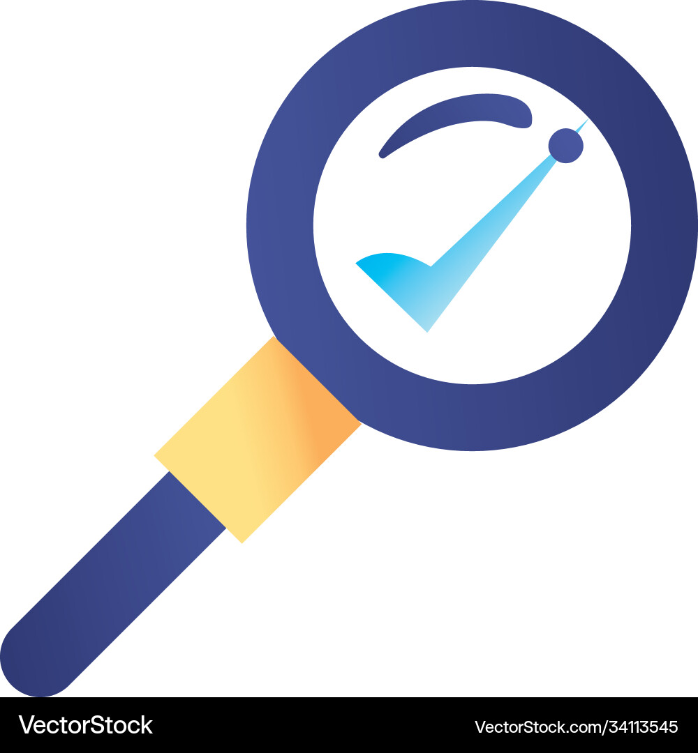 Check mark in lupe gradient style icon Check mark in lupe gradient style icon Vector Image