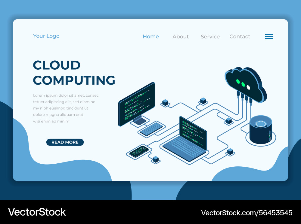 Cloud computing isometric landing page Vector Image