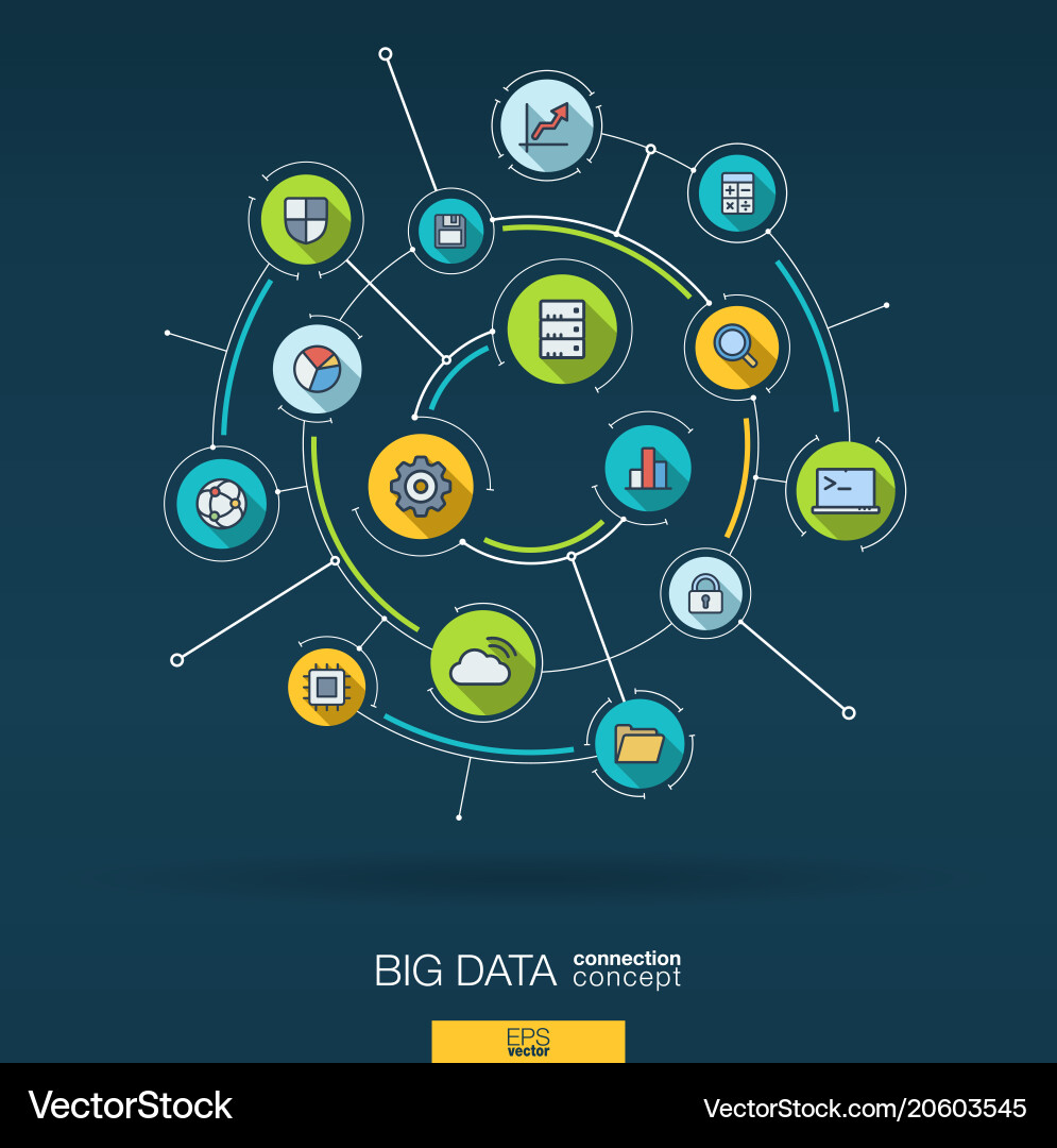 Connected Data Network Background vector image