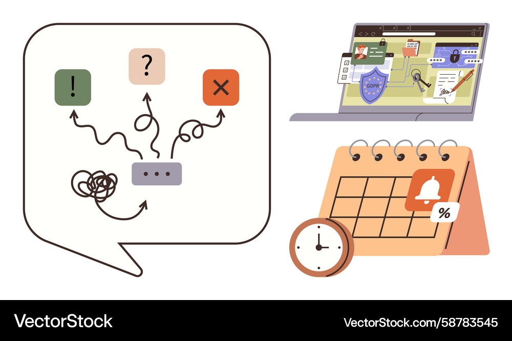 Decision-making workflow with calendar deadline Decision-making workflow with calendar deadline Vector Image