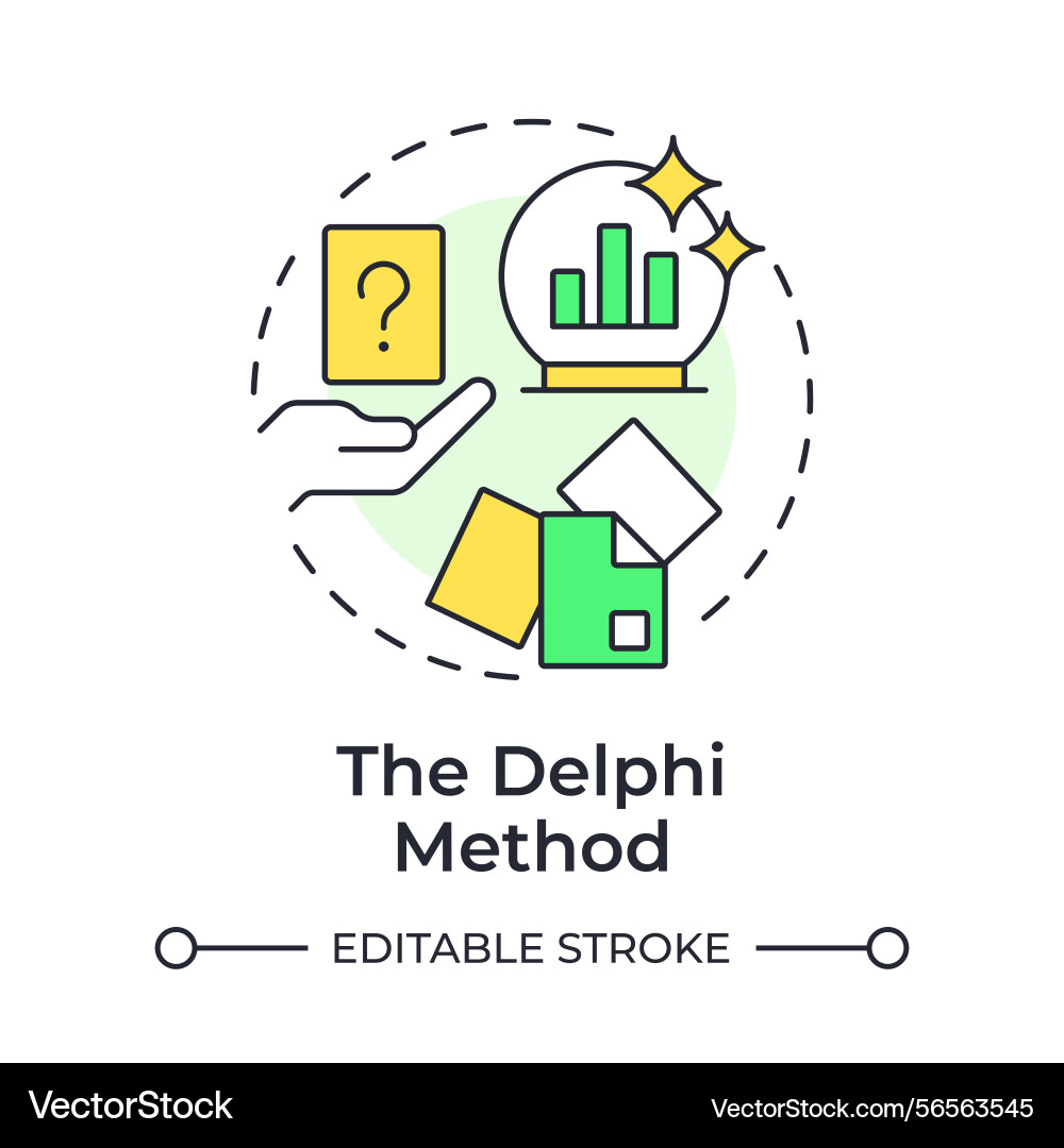 Delphi-Methode Multi-Farbkonzept-Symbol Delphi-Methode Multi-Farbkonzept-Symbol vektorbild
