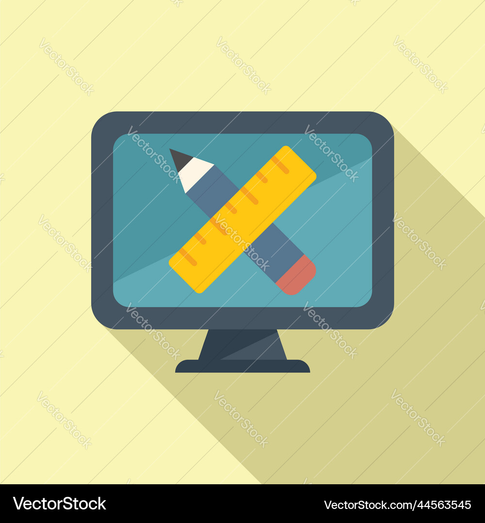 Draw monitor icon flat web ux Draw monitor icon flat web ux Vector Image
