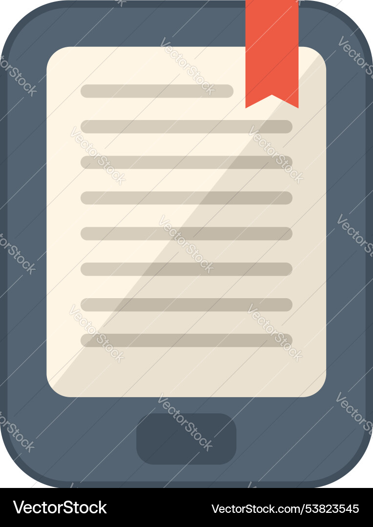 E reader displaying open book with bookmark icon Vector Image