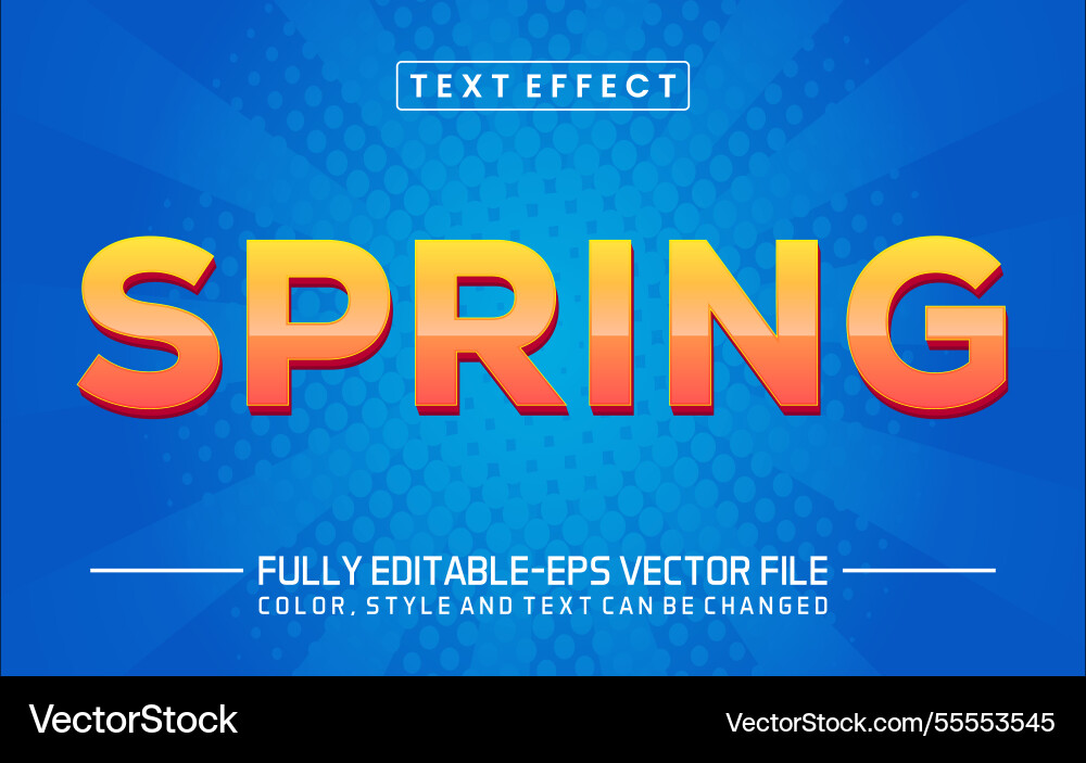 Editable spring text style effect vector image