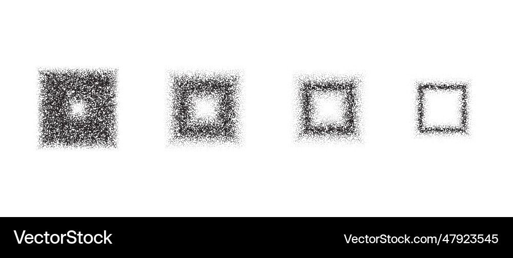 Fading square gradient set black dotted texture Fading square gradient set black dotted texture vector image