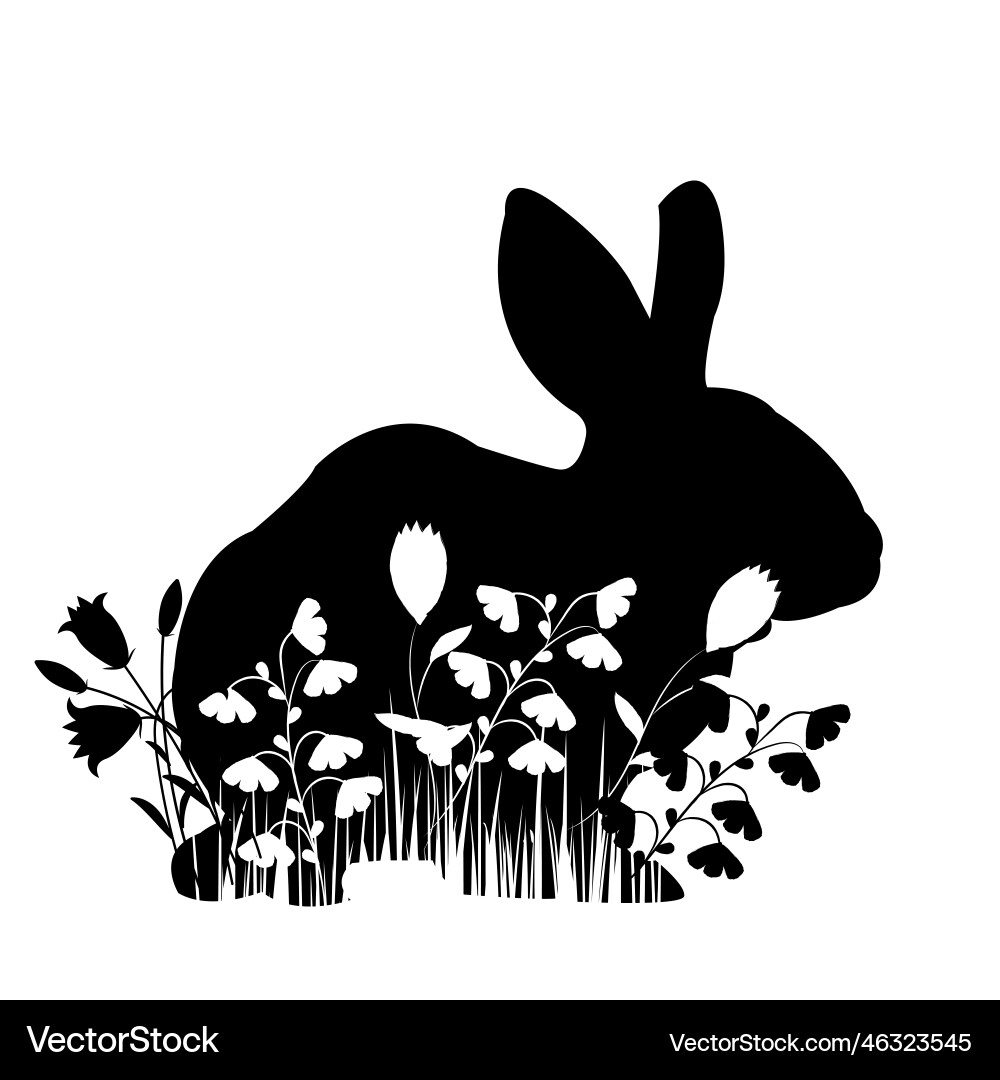 Floral Rabbit Stencil Royalty Free Vector Image