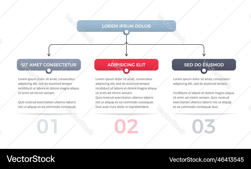 Flowchart with 3 elements Vector Image