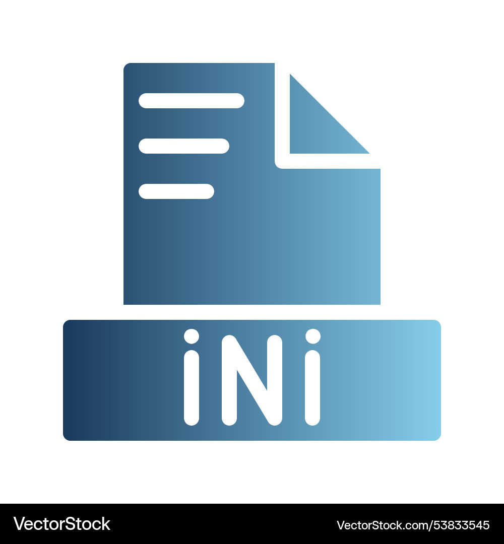 Ini is a text icons file with gradient fill vector image