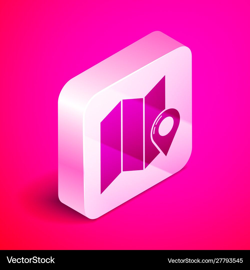 Isometric folded map with location marker icon Isometric folded map with location marker icon vector image