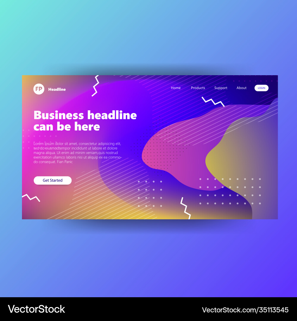 Landing page template with gradient modern webpage Landing page template with gradient modern webpage vector image