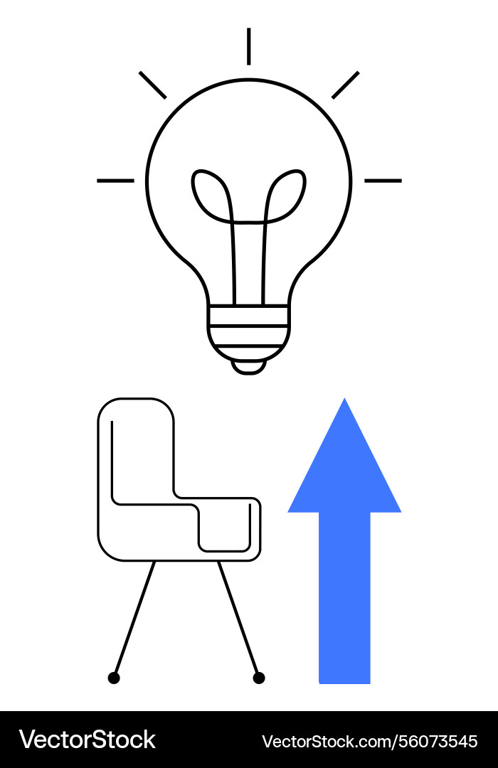 Lightbulb with arrow and chair representing Lightbulb with arrow and chair representing vector image