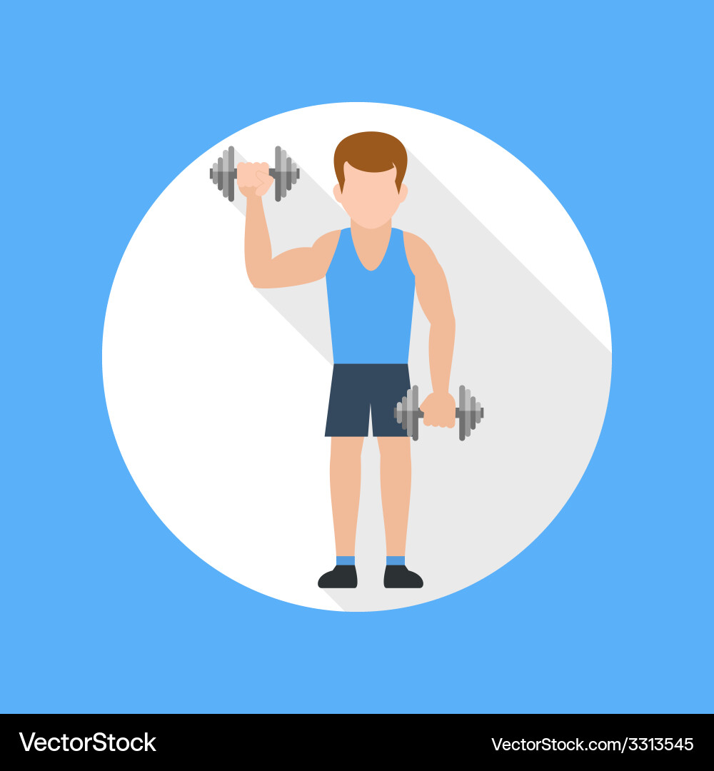 Man doing exercises with barbell Vector Image
