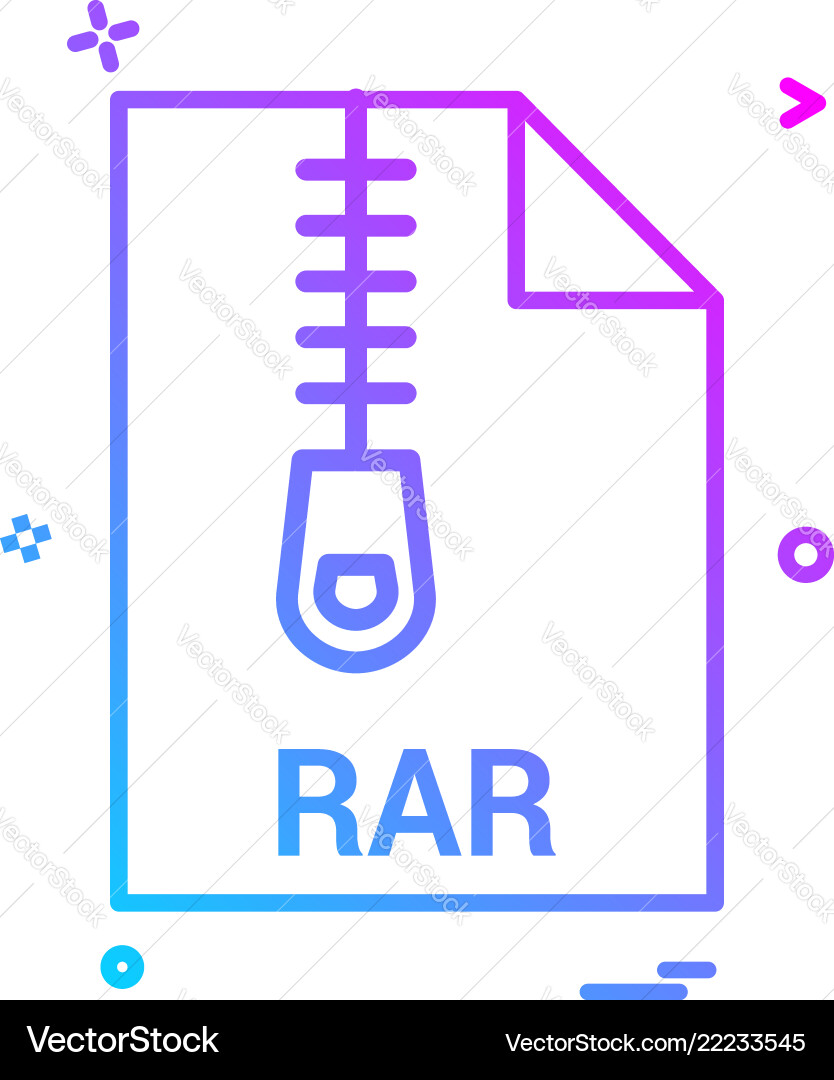 Rar file extension format icon design Rar file extension format icon design vector image