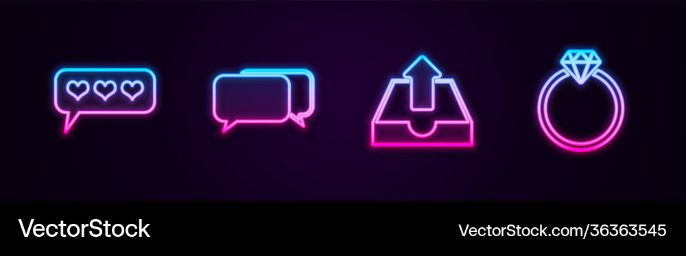 Set line like and heart chat upload inbox Set line like and heart chat upload inbox vector image