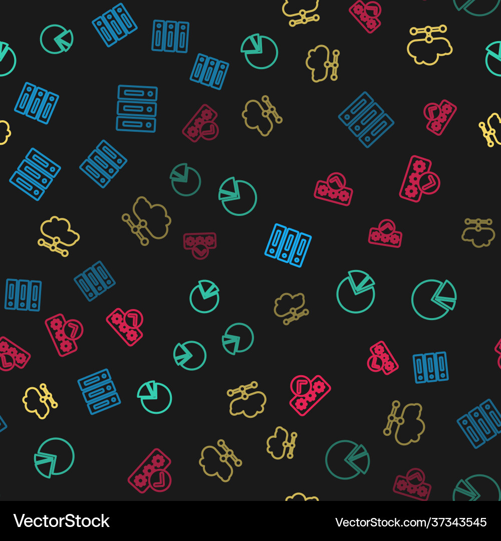 Set line server data web hosting pie chart Set line server data web hosting pie chart vector image