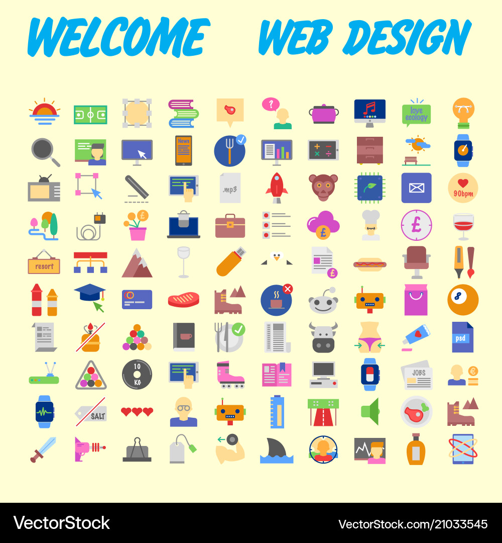 Set of multicolored icons for your design Set of multicolored icons for your design vector image