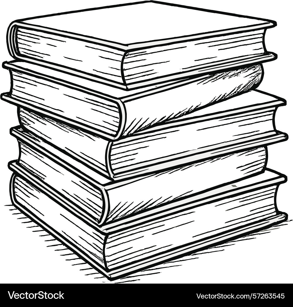 Stacked books resting on each other in a simple Stacked books resting on each other in a simple vector image