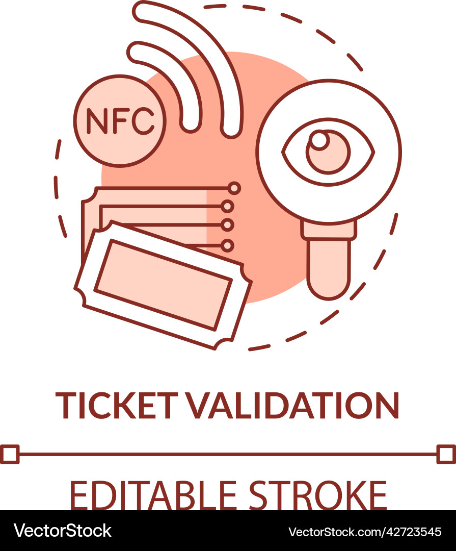 Ticket validation red concept icon Ticket validation red concept icon vector image