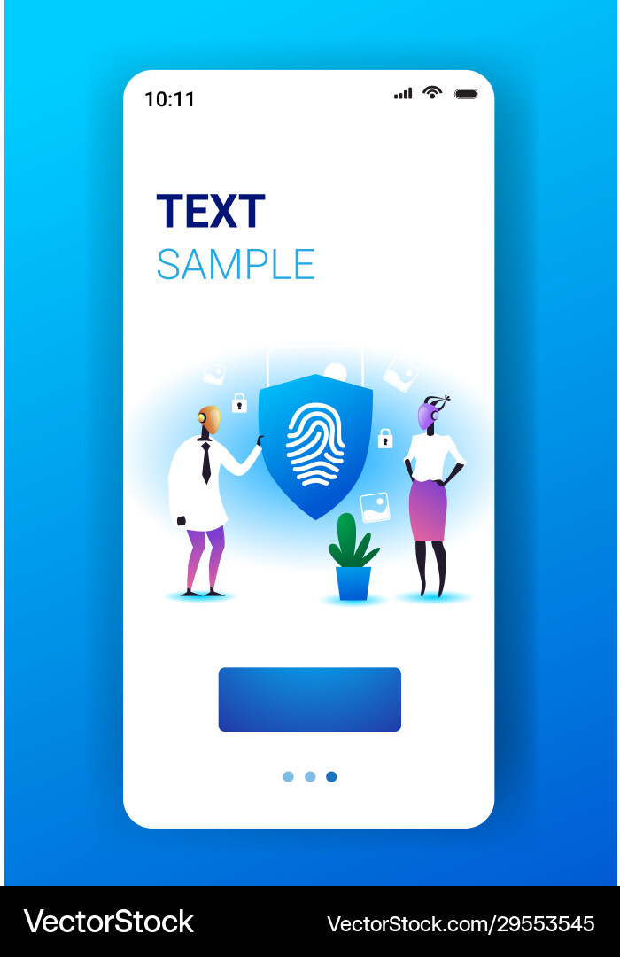 Two robots holding shield with fingerprint guard Two robots holding shield with fingerprint guard vector image