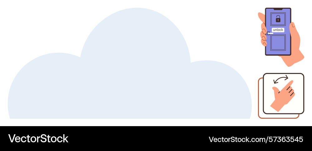 Unlocking cloud data with mobile device Unlocking cloud data with mobile device vector image