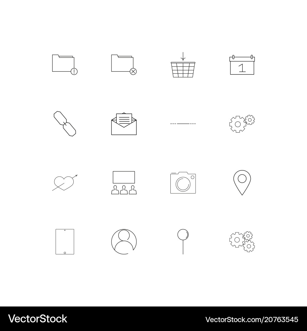 User interface linear thin icons set outlined vector image