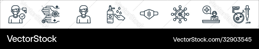 Virus line icons linear set quality Vector Image